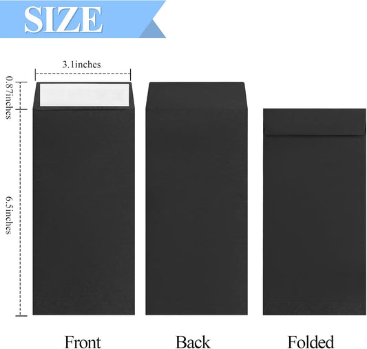 BONUS++ Envelope Set - 120 Envelopes for Cash, Checks, & Tickets; 80GSM, 3.2x6.6 inch Black Envelopes - Perfect for Cash Challenge Savers