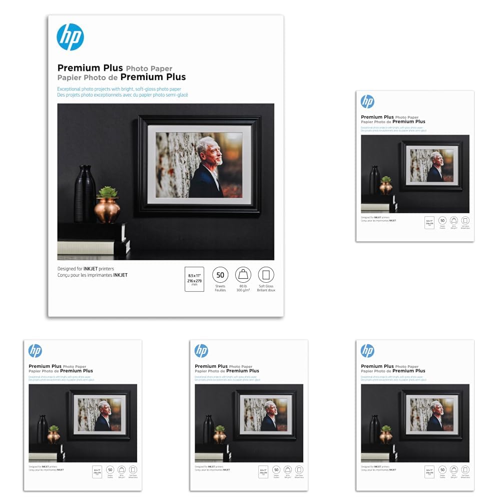 HP Premium Plus Photo Paper, Satin, 8.5x11 in, 50 sheets (CR667A)