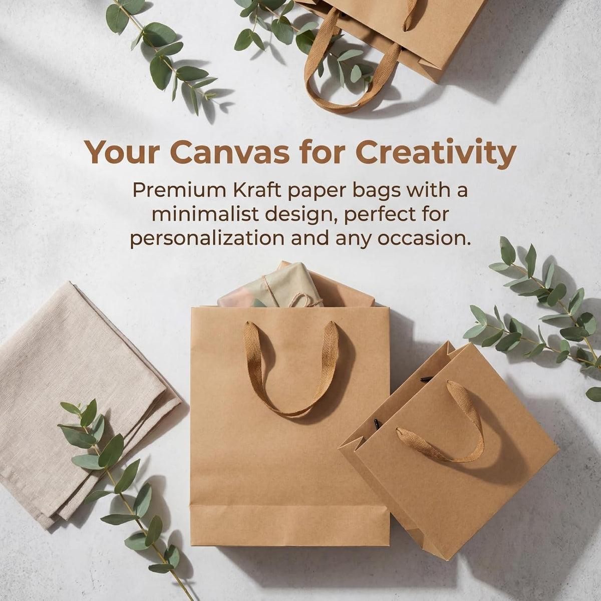 Lyellfe 45 Pieces Brown Gift Bags, Heavy Duty Kraft Paper Bags with Handle