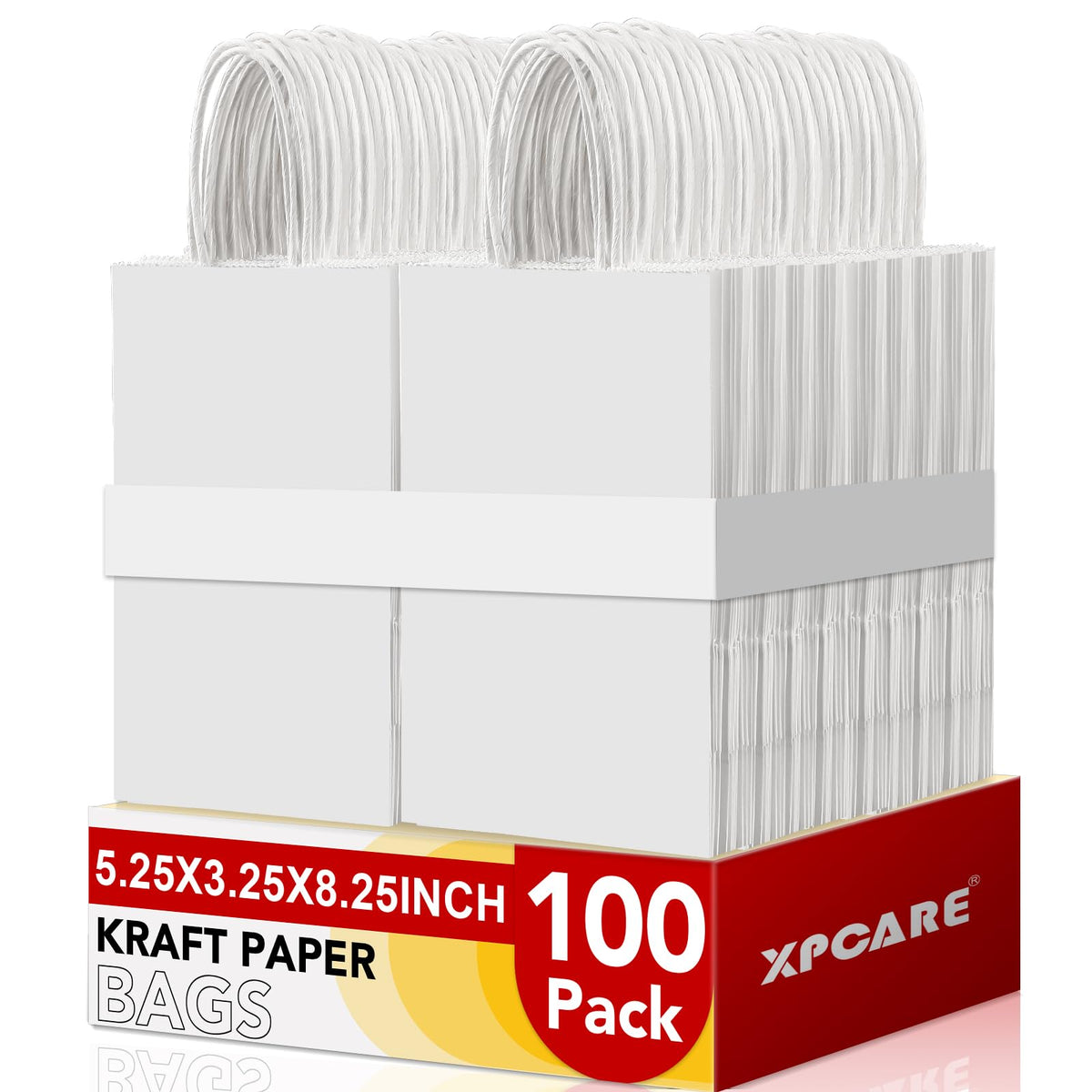 XPCARE Brown Paper Bags with Handles, 100Pcs 5.25x3.25x8.25'' Kraft Bags