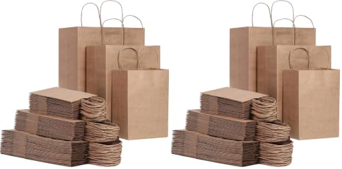 FACEBAG 90-Pack Brown Kraft Paper Bags with Handles Bulk, Assorted Sizes Gift Bags，Grocery，Retail，Party，Birthday，Shopping，Business，Goody，CraftMerchandise Take Out Sacks