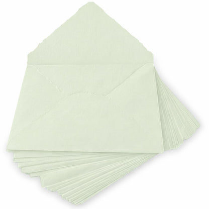 Wanderings Handmade Cream/Ivory Deckle Edge Envelope - Medium Size 5.25" x 7.25" Package of 25 - for Save the Dates, Wedding Invitations, Calligraphy, Letterpress - 150 GSM