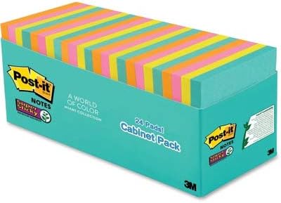 Post-it Super Sticky Notes, 3 x 3 in, Supernova Neons, 24 Pads