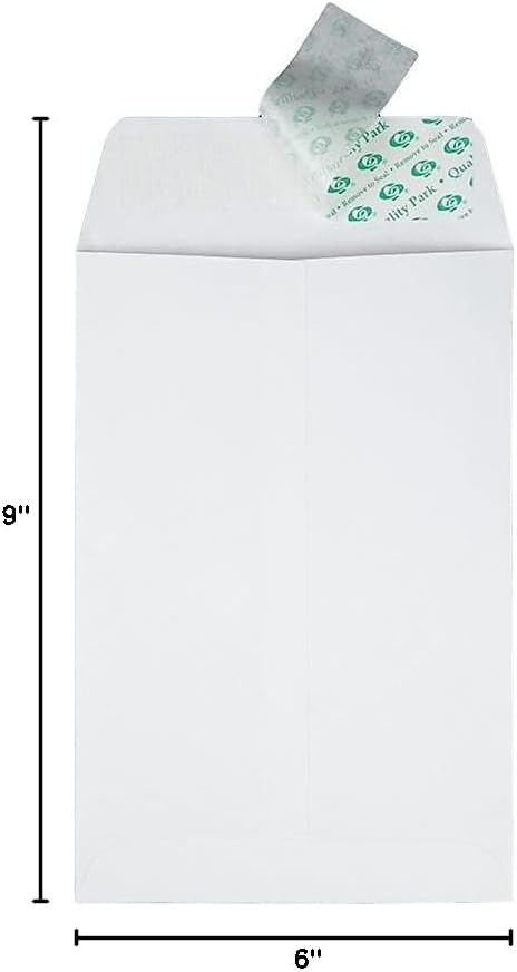 Quality Park 6 x 9 Catalog Envelopes with Self Seal Closure, for Mailing, Storage and Organizing, 28 lb. White Wove, 100 per Box (QUA44182)