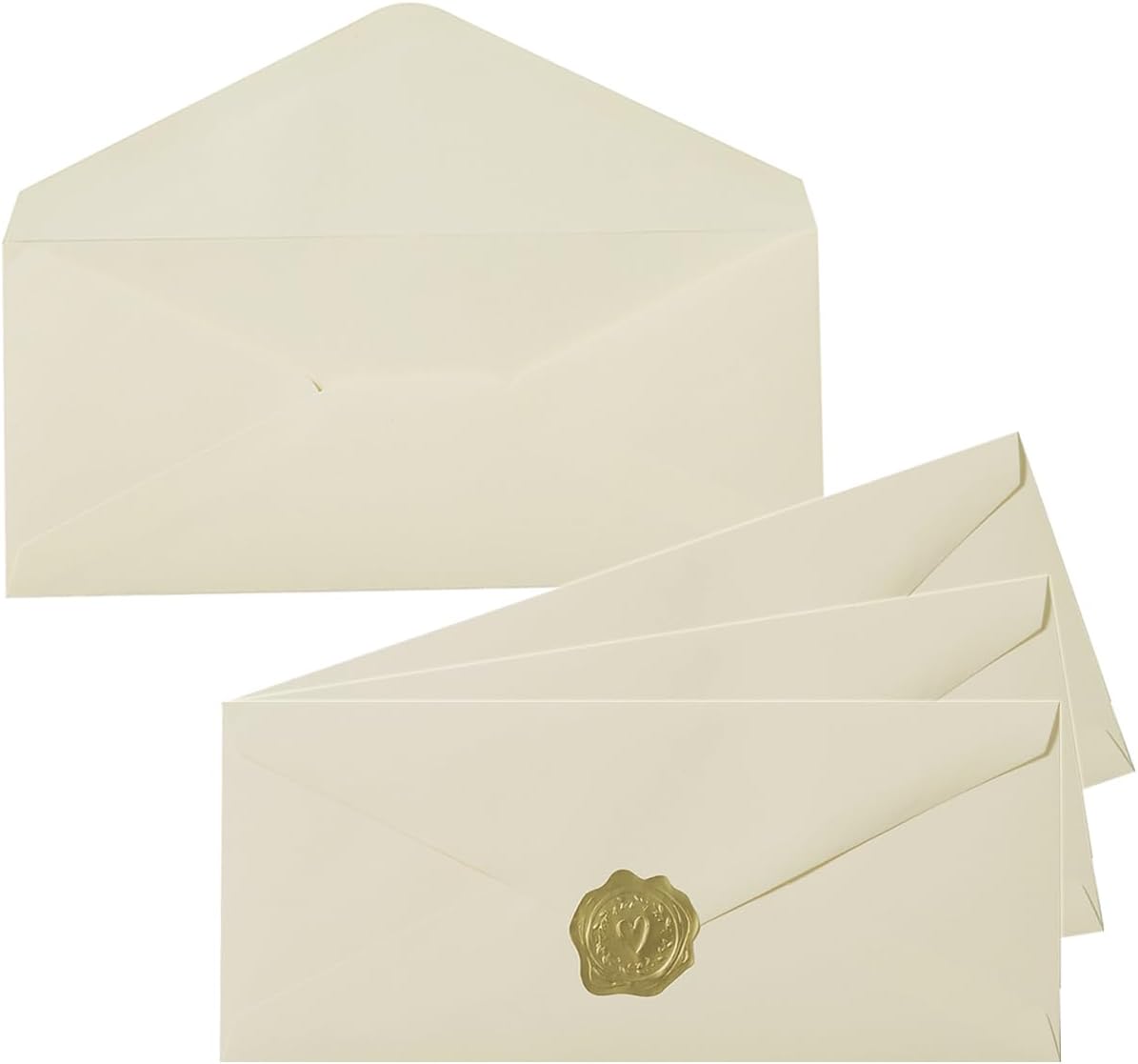 50 Count Cream Color #10 Business Envelope with Stickers, 4.13x9.49 Inches