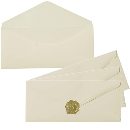 50 Count Cream Color #10 Business Envelope with Stickers, 4.13x9.49 Inches