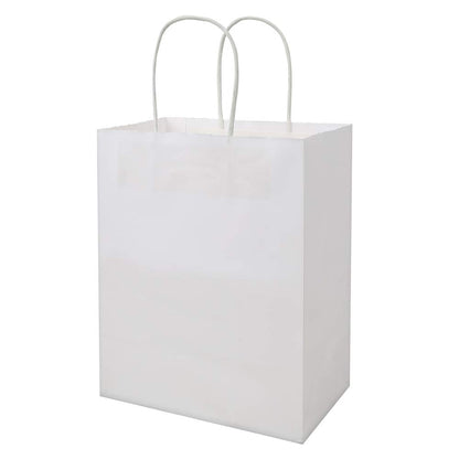 bagmad 50 Pack 8x4.75x10 Inch Medium Green Gift Paper Bags with Handles Bulk, Kraft Bags, Craft Grocery Shopping Retail Party Favors Wedding Business Sacks (Dark Green, 50pcs)