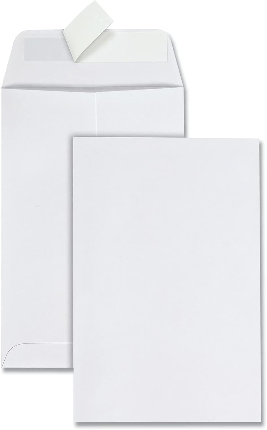 Quality Park 6 x 9 Catalog Envelopes with Self Seal Closure, for Mailing, Storage and Organizing, 28 lb. White Wove, 100 per Box (QUA44182)