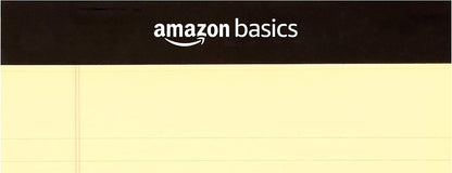 Amazon Basics 50-Sheet Narrow Ruled Lined Writing Note Pad, 5" x 8", 12-Pack, Canary, Perforated