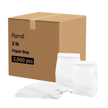 Karat 4lb Paper Lunch Bags - Kraft, 2,000 Count - Versatile Paper Bags for Small Business, Snacks, Popcorns or Party Favor - Sturdy, Self-Standing, Reusable