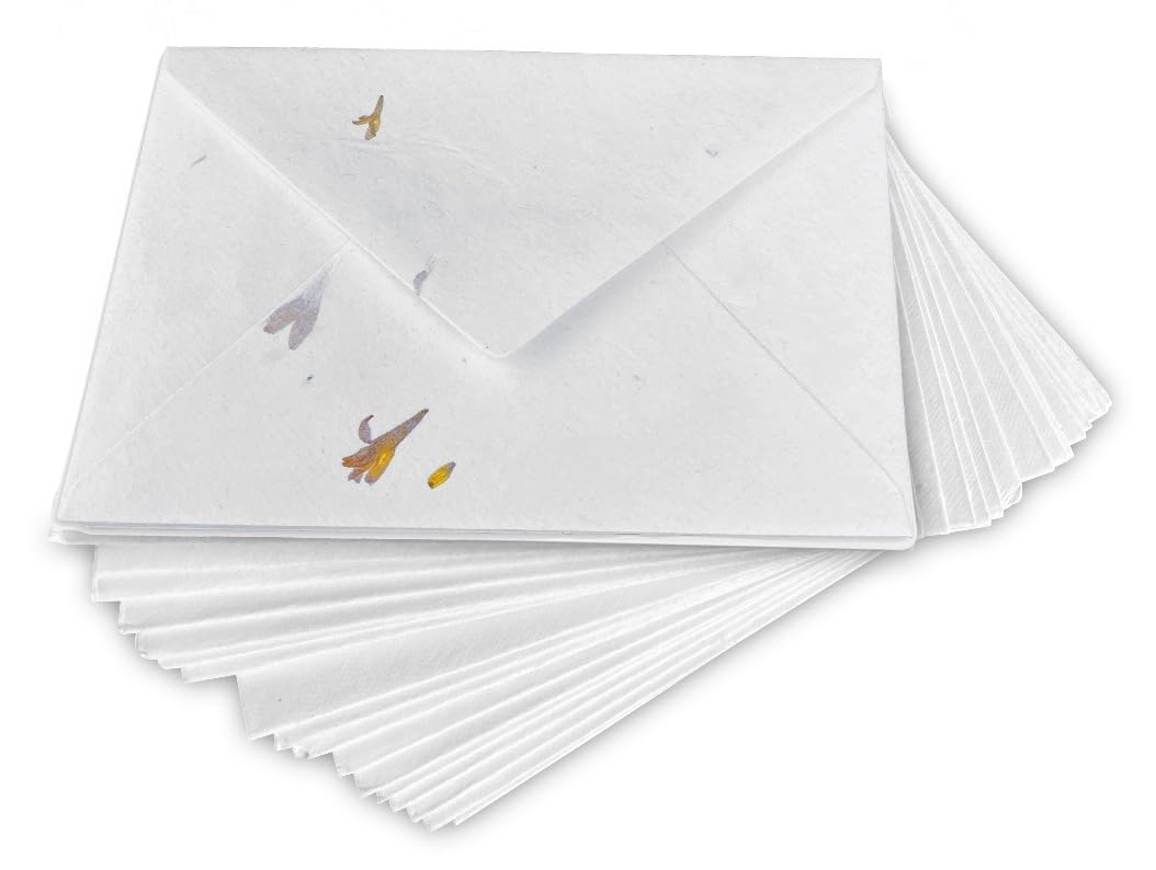 Wanderings Handmade Cream/Ivory Deckle Edge Envelope - Medium Size 5.25" x 7.25" Package of 25 - for Save the Dates, Wedding Invitations, Calligraphy, Letterpress - 150 GSM