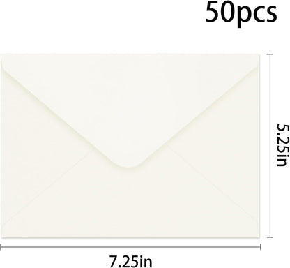 YINUOYOUJIA 50 PCS Pearl Ivory Envelopes A7,5 x 7 Ivory Shimmer Envelopes for Invitation,Perfect for Wedding Invitation Cards,Birthday RSVP Invite,5.25 x 7.25 inches