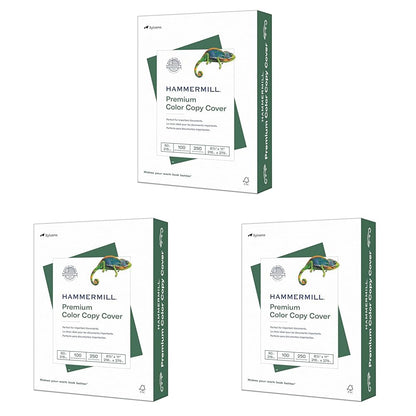 Hammermill Cardstock, Premium Color Copy, 80 lb, 8.5 x 11 - 1 Pack (250 Sheets) - 100 Bright, Made in the USA Card Stock, 120023R, White