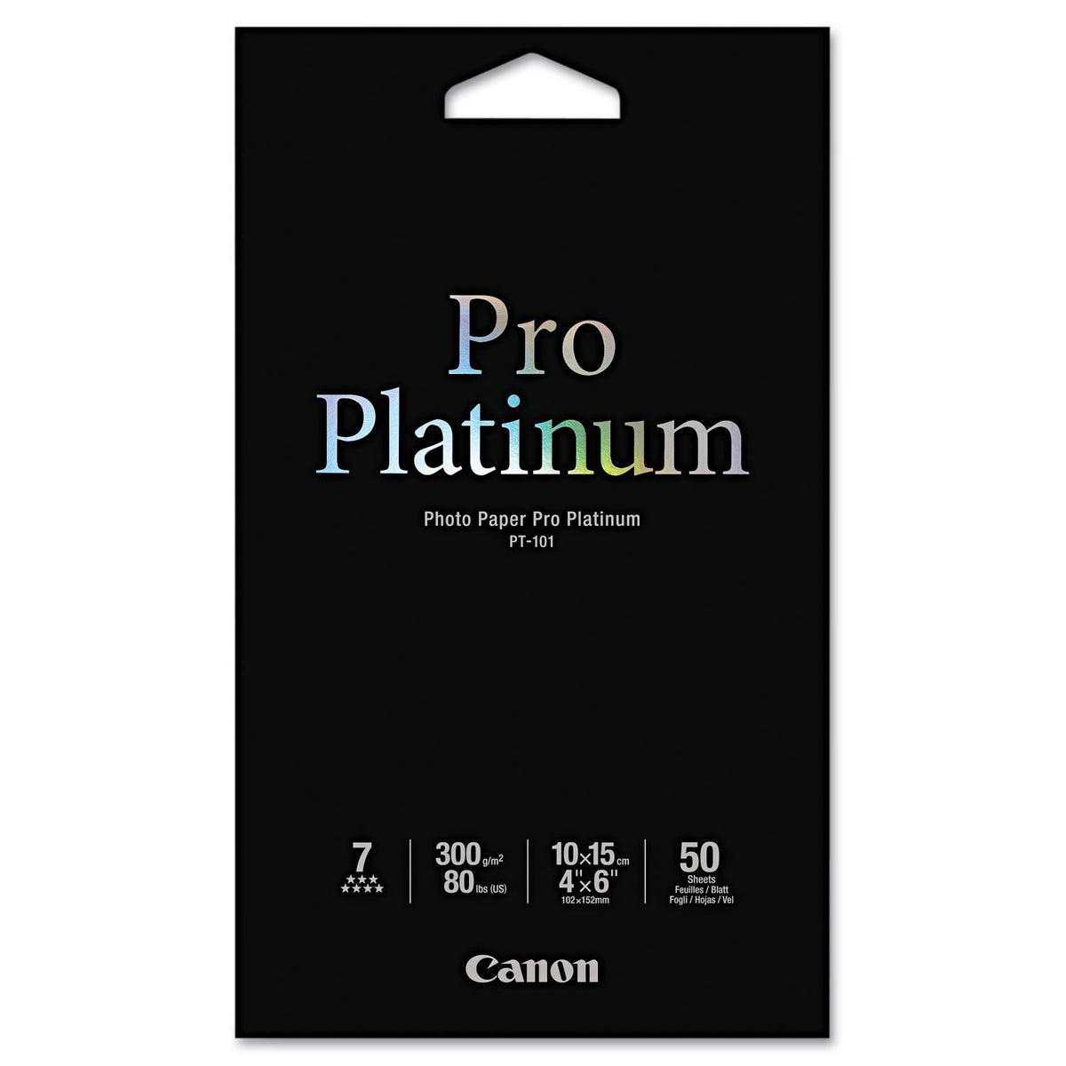 Canon Photo Paper Pro Platinum, 4 x 6 Inches, 50 Sheets (2768B014), White