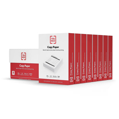 TRU RED by Staples Copy & Printer Paper, 8.5x11, 20lb, 92 Bright, 5,000 Sheets/Carton