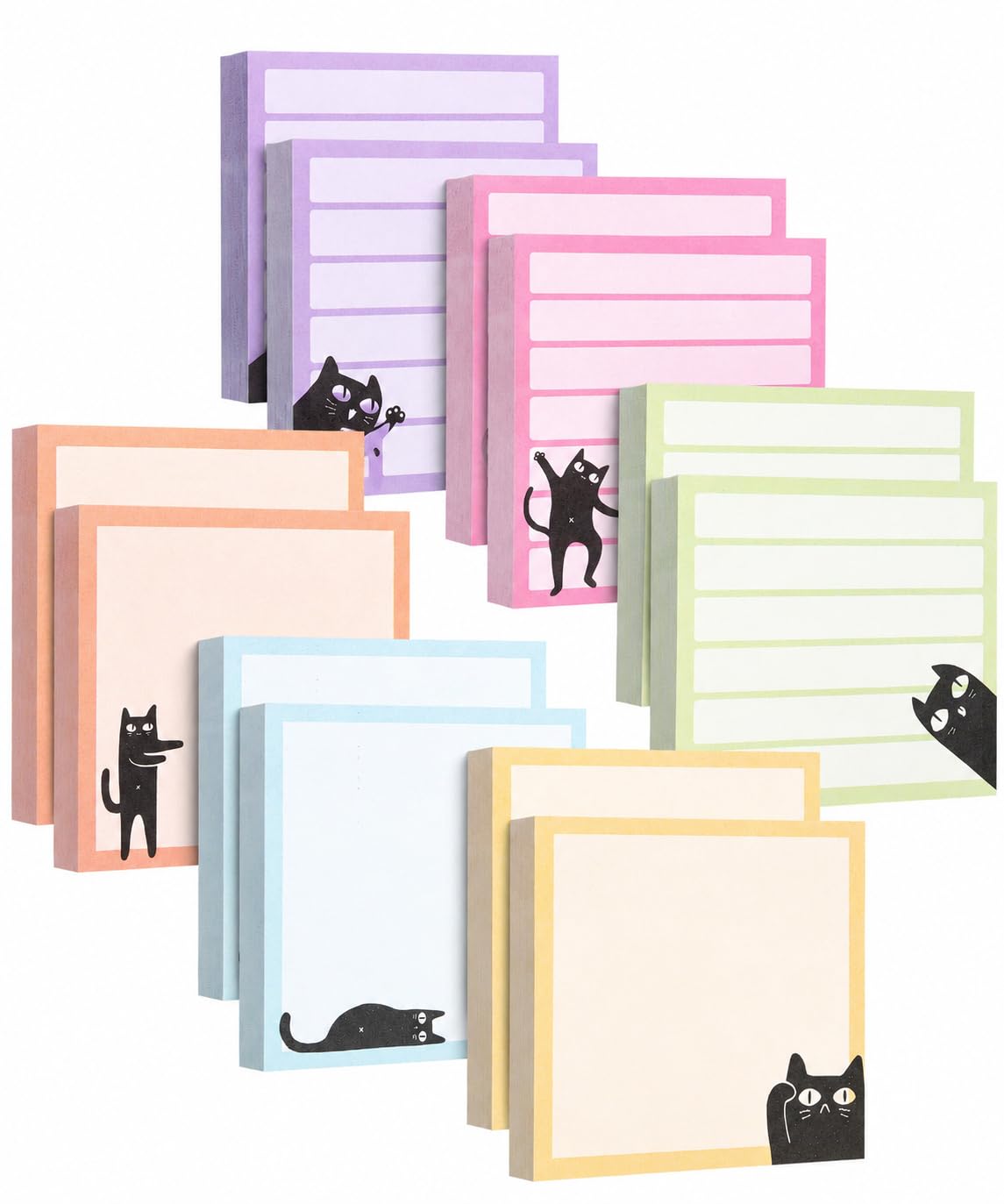 Mr. Pen- Black Cat Sticky Notes Set, 3" x 3", 6 Pads, 480 Sheets | Black Cat Sticky Notes, Memo Pads, Self-Stick Note Pad for Office, School, Home, Study & Organization