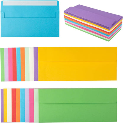 50 Pack Colorful #10 Business Envelopes Self Seal Letter Envelope