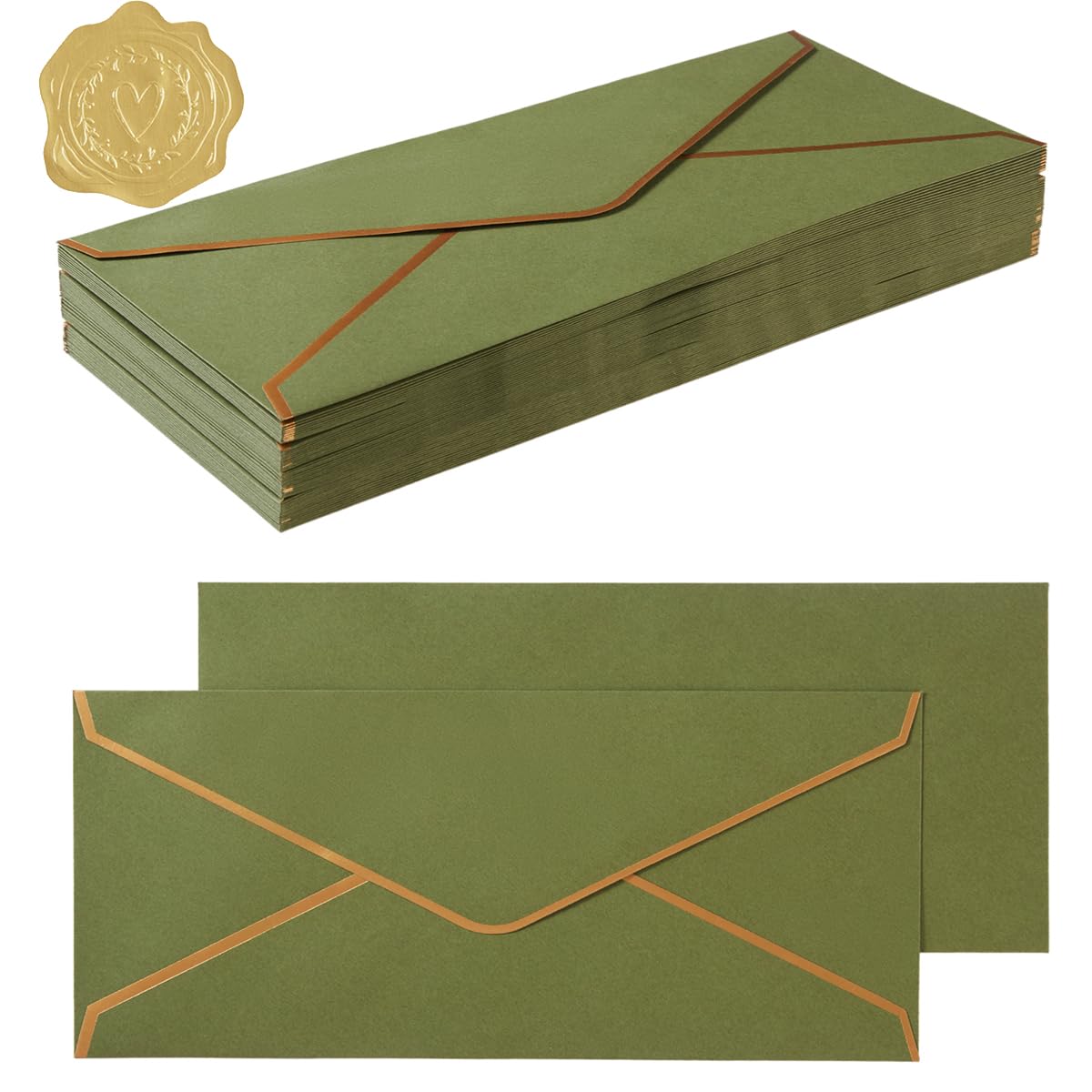 50 Pack #10 Business Envelopes, Sage-Green, 4 1/8 x 9 1/2 Inches