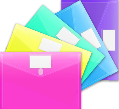 Sooez 10 Pack File Folders, Clear Poly Envelopes Plastic Folders A4 Pouch