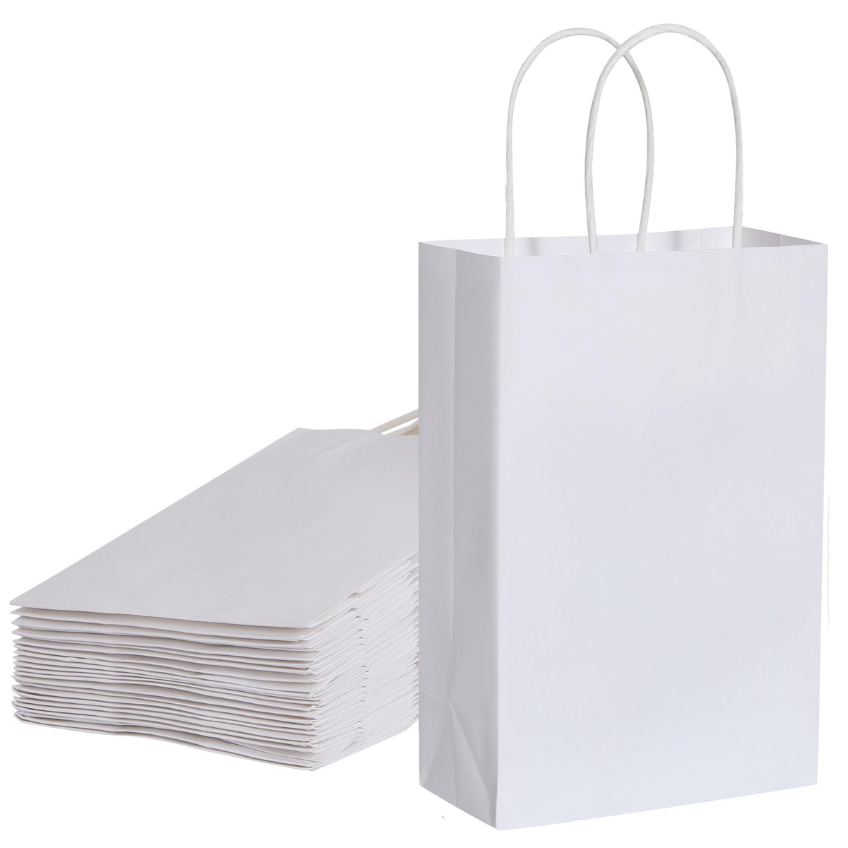 SUNCOLOR 24-Pack Green Gift Bags with Handles, 8" Kraft Paper Party Favor Bags for Christmas St Patrick Day Birthday Easter