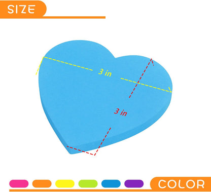 SIMONA Heart Shape Sticky Notes 6 Bright Colors, 450 Sheets