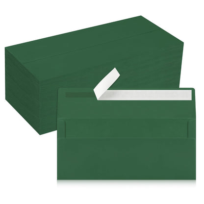 50 Pack #10 Green Envelopes Letter Size Self-Seal for Business