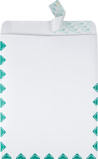 Quality Park 10 x 13 First Class Catalog Envelopes, First Class Border, Redi-Strip Self-Sealing Closure, 28 lb White Wove, 100 per Box (QUA44786)