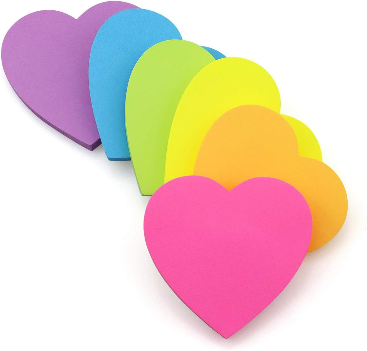 SIMONA Heart Shape Sticky Notes 6 Bright Colors, 450 Sheets