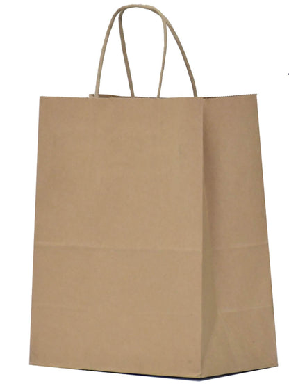 Qutuus 10x5x13 Kraft Paper Bags 100 Pcs Kraft Shopping Bags, Paper Gift Bags for Retail, Merchandise, Recycled Bulk Paper Sacks, Brown Paper Bags with Handles Bulk