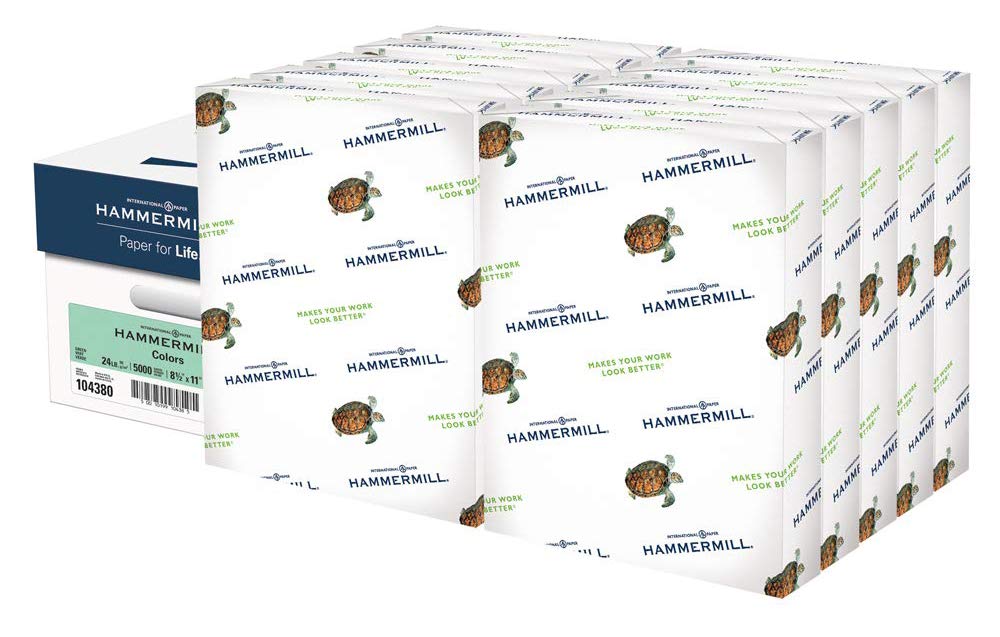 Hammermill Colored Paper, 24 lb Green Printer Paper, 8.5 x 11-1 Ream (500 Sheets) - Made in the USA, Pastel Paper, 104380R
