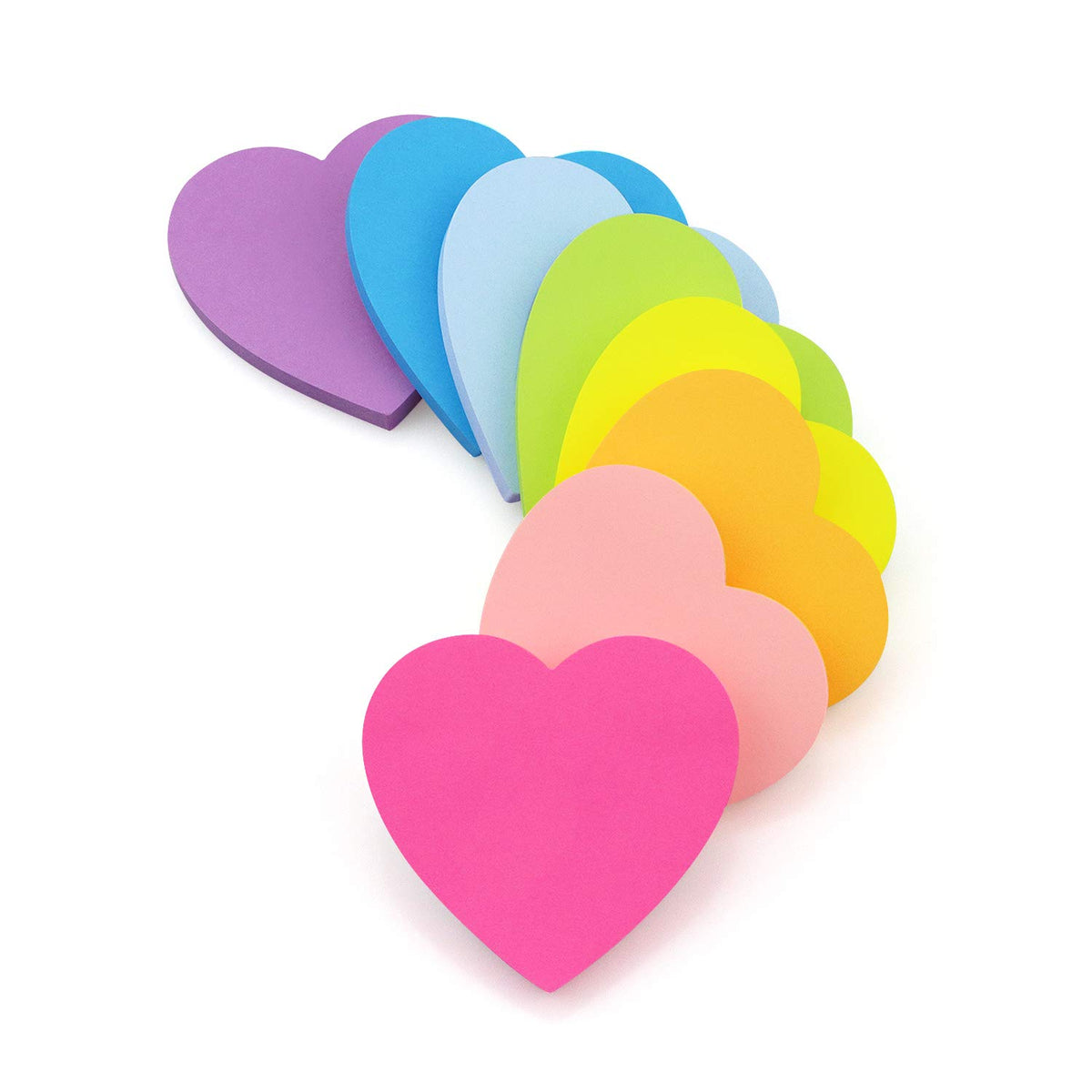 SIMONA Heart Shape Sticky Notes 6 Bright Colors, 450 Sheets