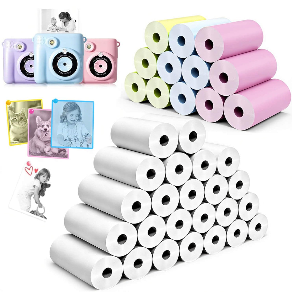 18 Rolls Kids Camera Paper Roll Refill Compatible with Most Instant Print Cameras for Kids BPA Free （2.24"x0.98" ）