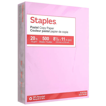 Staples Pastel Recycled Copy Paper, Cream, 20 lb., 8.5x11, 500 Sheets