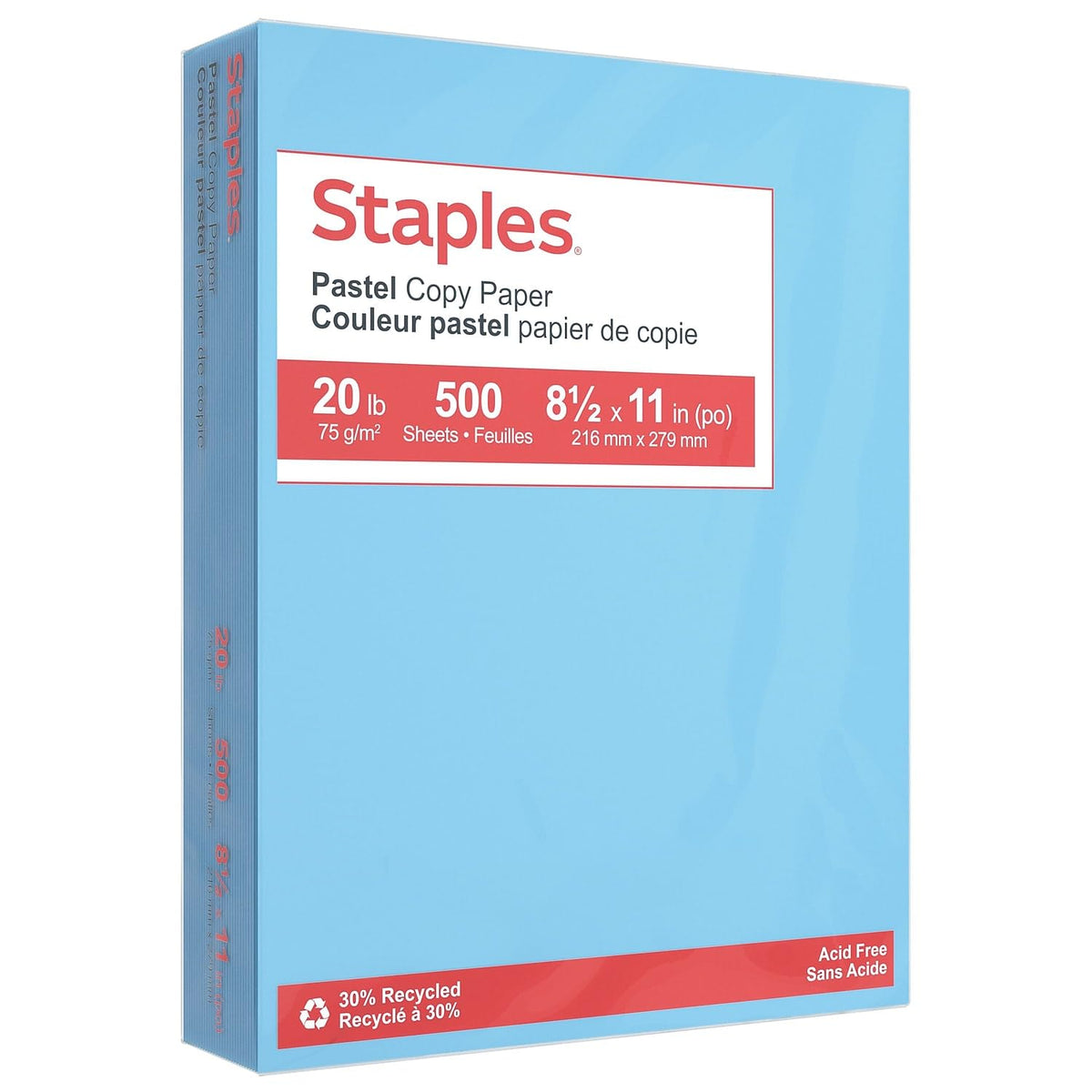 Staples Pastel Recycled Copy Paper, Cream, 20 lb., 8.5x11, 500 Sheets
