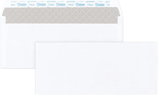 Mead #10 Security Business Envelopes Letter Size 4-1/8" x 9-1/2" – Peel and Seal, Privacy Lined, No-Window, Press-It Seal-It Self-Adhesive for Home & Office Mailing, 45 Count (75026)