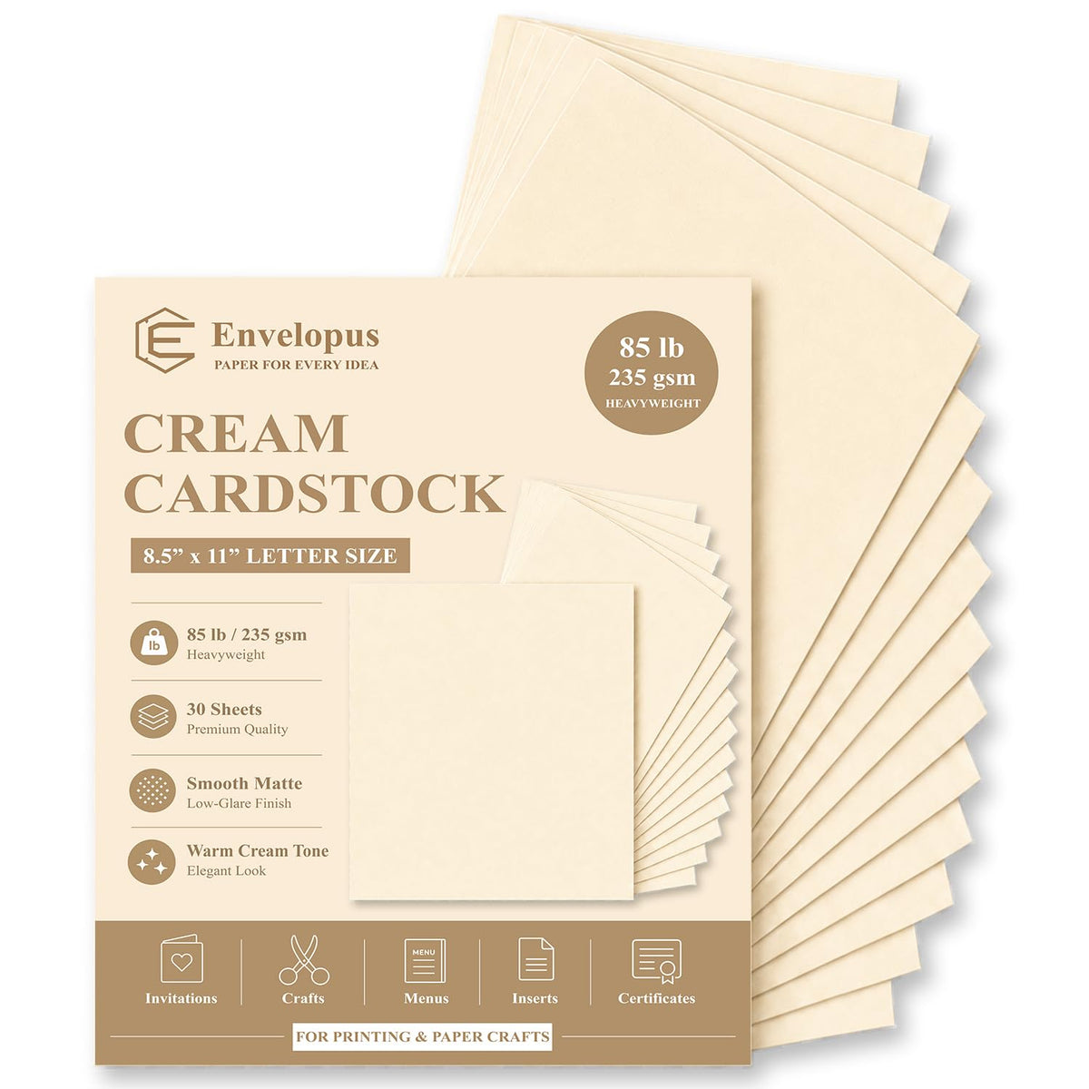 White Cardstock Paper, Card Stock Paper 8.5 x 11, 30 Sheets_85 lb