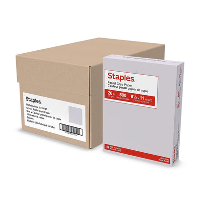 Staples Pastel 30% Recycled 8.5" x 11" Color Copy Paper, 20 Lbs., Pink, 5000 Sheets/Carton