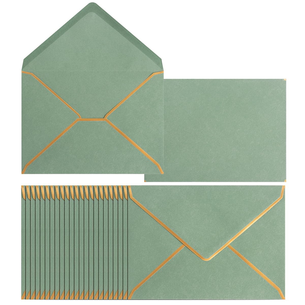 50 Pack A4 Envelopes Navy Blue 4x6 with Gold Border, 4.25x6.25