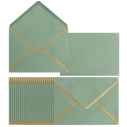 50 Pack A4 Envelopes Navy Blue 4x6 with Gold Border, 4.25x6.25