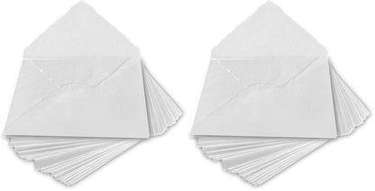 Wanderings Handmade Cream/Ivory Deckle Edge Envelope - Medium Size 5.25" x 7.25" Package of 25 - for Save the Dates, Wedding Invitations, Calligraphy, Letterpress - 150 GSM