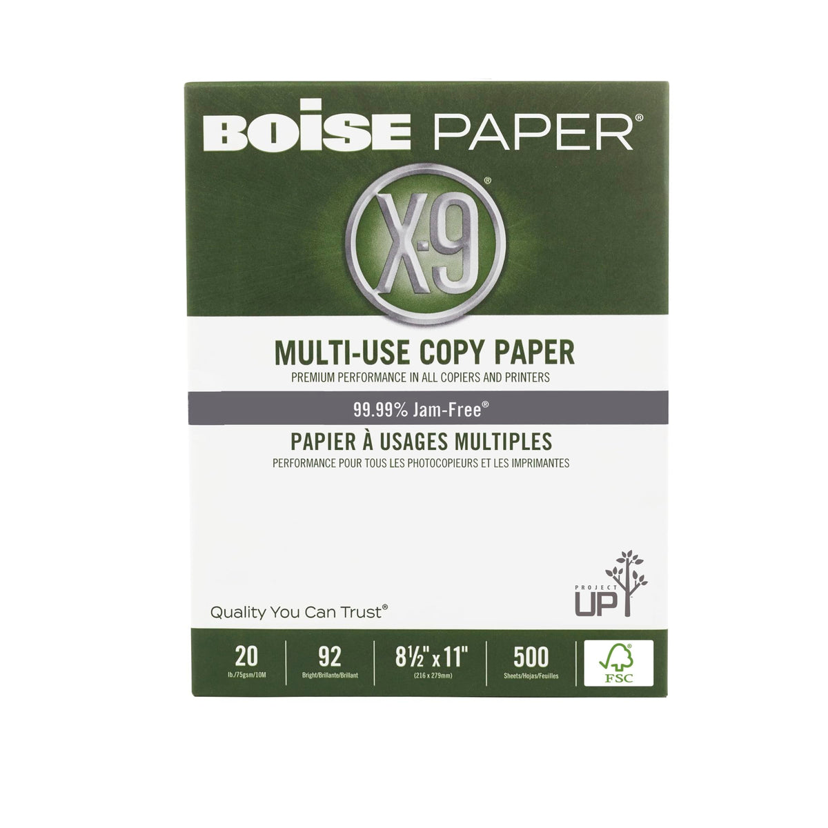 Boise X-9 Multi-Use Printer & Copy Paper, 5 Reams, White, Ledger (11in x 17in), 2500 Sheets Per Case, 20 Lb, 92 Brightness