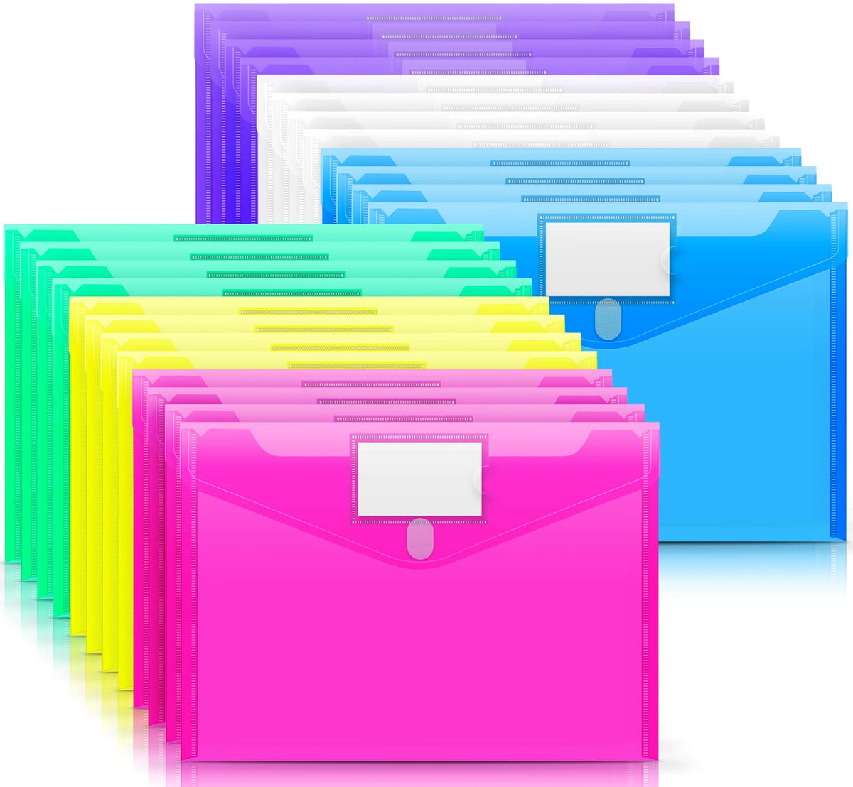 Sooez 10 Pack File Folders, Clear Poly Envelopes Plastic Folders A4 Pouch