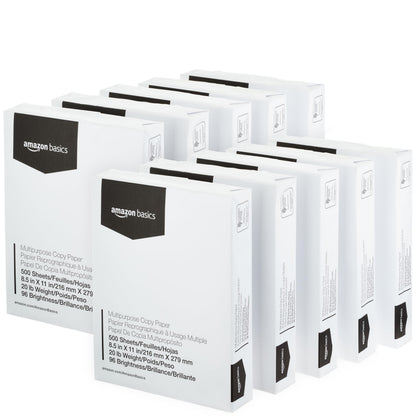 Amazon Basics Multipurpose Copy Printer Paper, 8.5 x 11 Inches, 24 lb Weight, 97 Bright White, 1500 Sheets (3 Packs of 500), for Inkjet and Laser