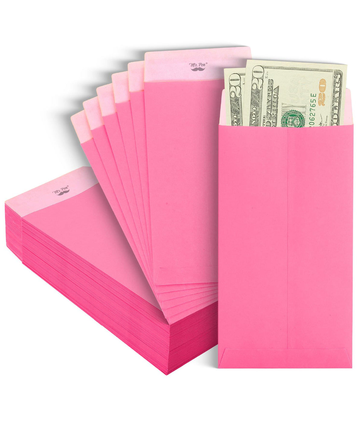 Mr. Pen- Money Envelopes for Cash, 6.5" x 3.5", 100 Pack, Kraft Paper | Self-Adhesive Bulk Cash Envelopes for Budgeting, Money and Coin Saving, Check, Budget, Small Item Organizing