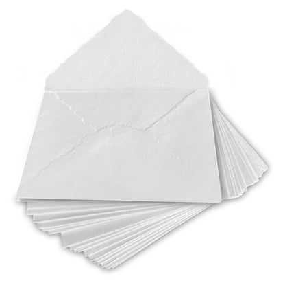 Wanderings Handmade Cream/Ivory Deckle Edge Envelope - Medium Size 5.25" x 7.25" Package of 25 - for Save the Dates, Wedding Invitations, Calligraphy, Letterpress - 150 GSM
