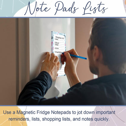 Joyberg Magnetic Notepads for Refrigerator - Flower Design, 50 Sheets Per Pad, 4 Pack Memo Pads for Grocery Lists and To-Dos