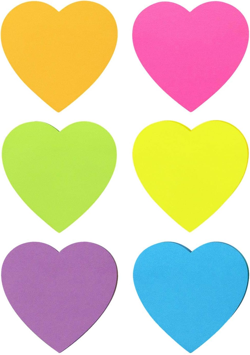 SIMONA Heart Shape Sticky Notes 6 Bright Colors, 450 Sheets
