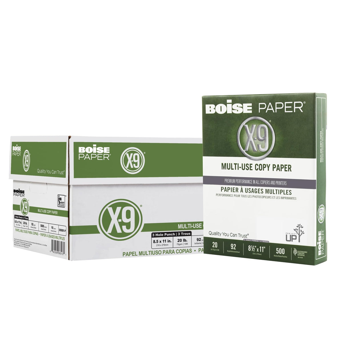 Boise X-9 Multi-Use Printer & Copy Paper, 5 Reams, White, Ledger (11in x 17in), 2500 Sheets Per Case, 20 Lb, 92 Brightness