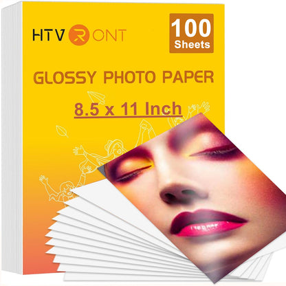 HTVRONT Glossy Photo Paper for Printer 8.5 x 11, 100 Sheets