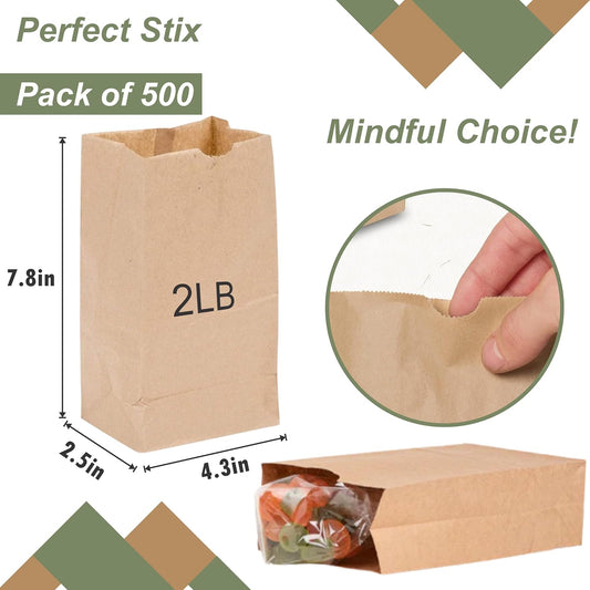 Perfect Stix 2lb Brown Paper Bags- Package of 500ct